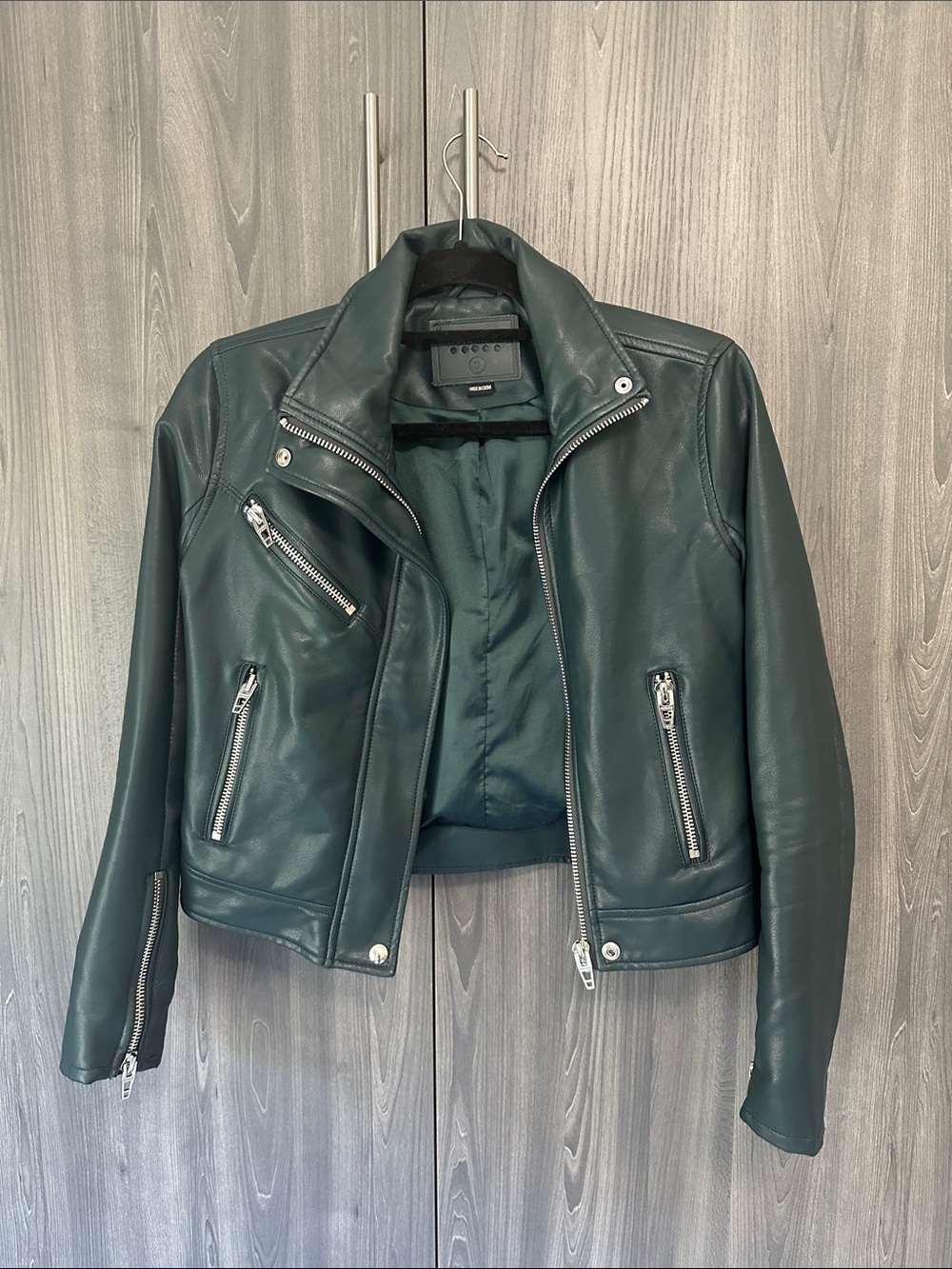 Blank NYC Dark Green Vegan Leather Moto Jacket